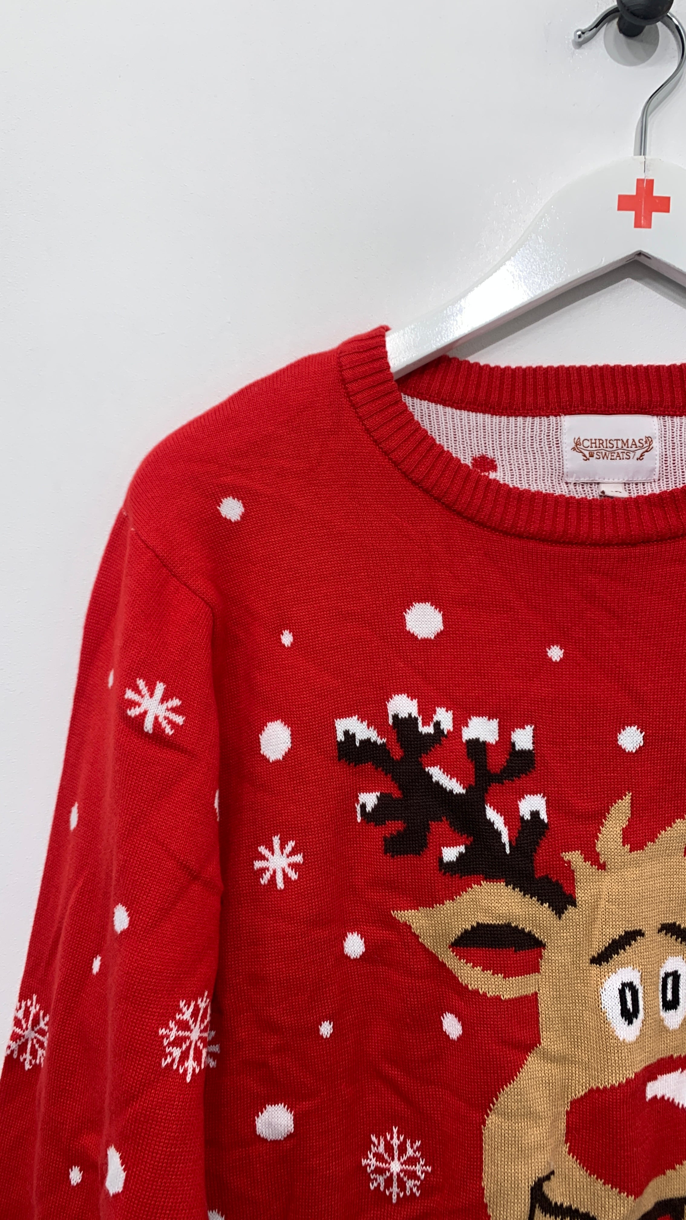 Julesweater med rensdyrmotiv (M)