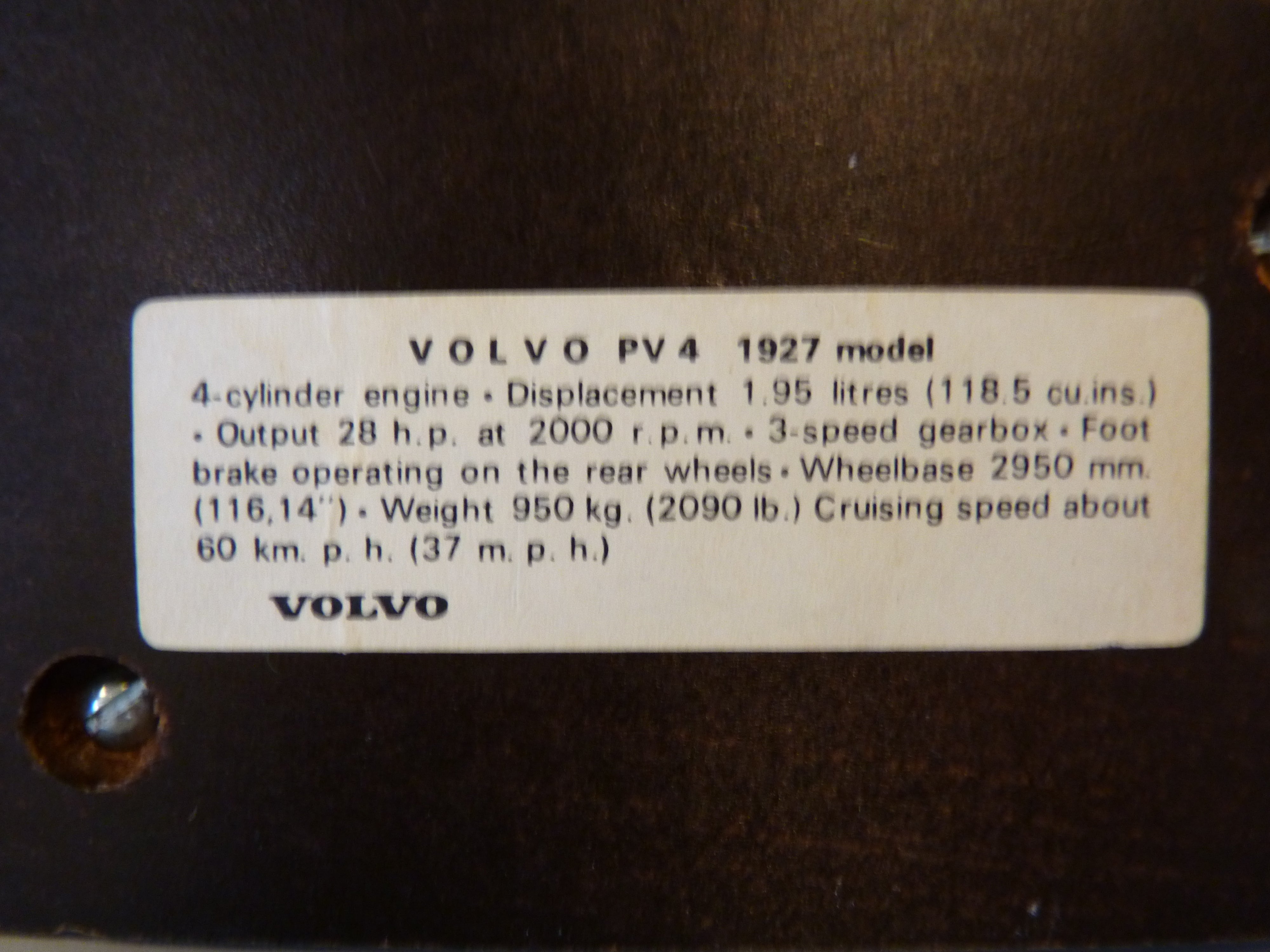 Volvo modelbil pv4 1927