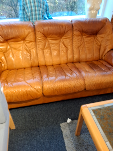 Brun lædersofa