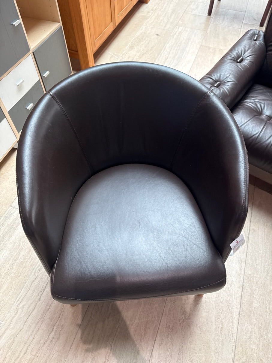 Lænestol rund i brun