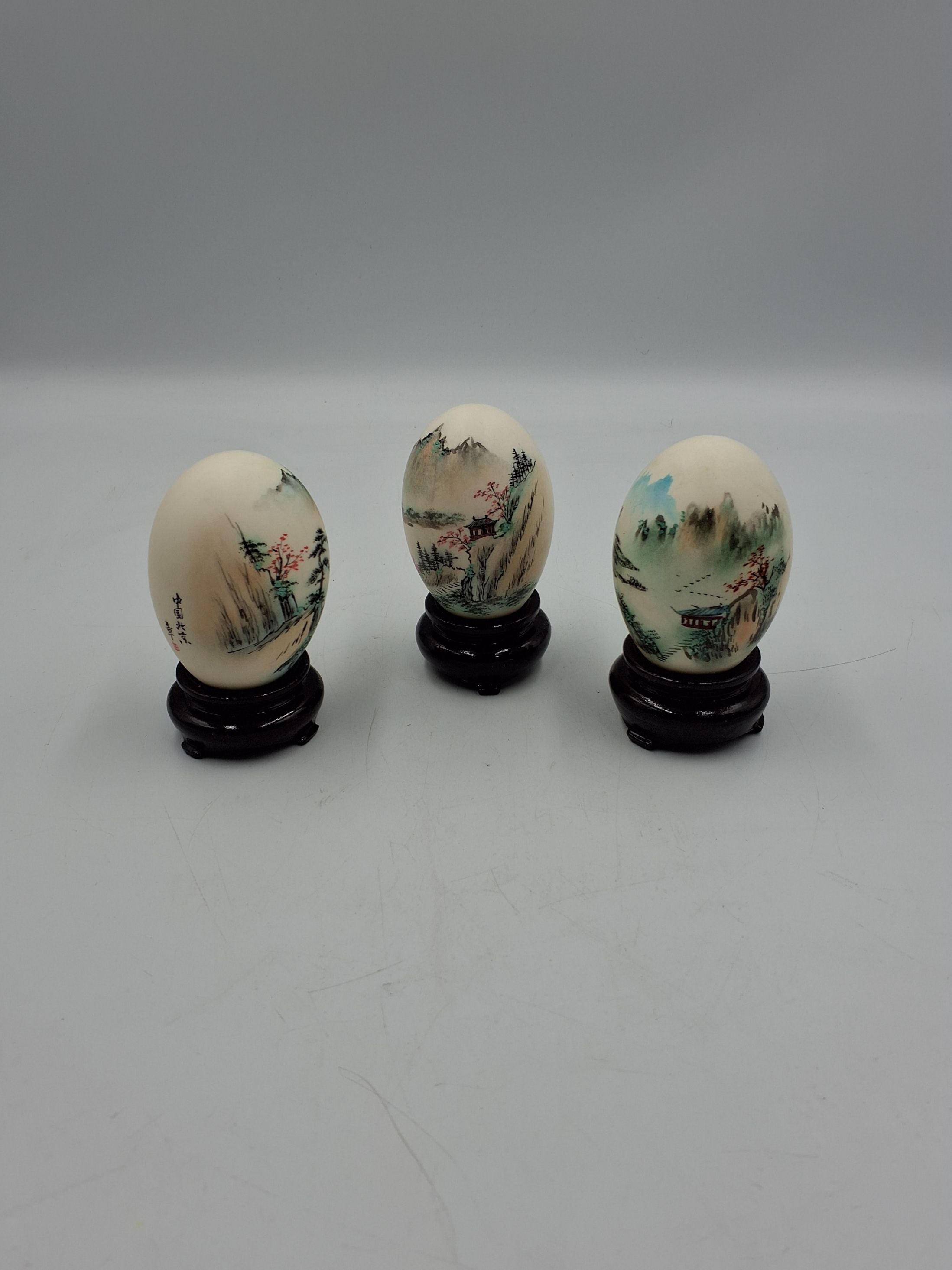 3 vintage håndmalet kinesiske æg