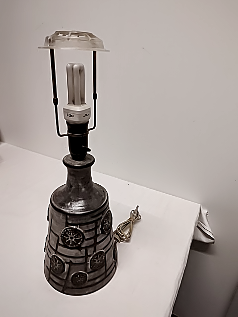 Keramik lampefod m/ retro skærm