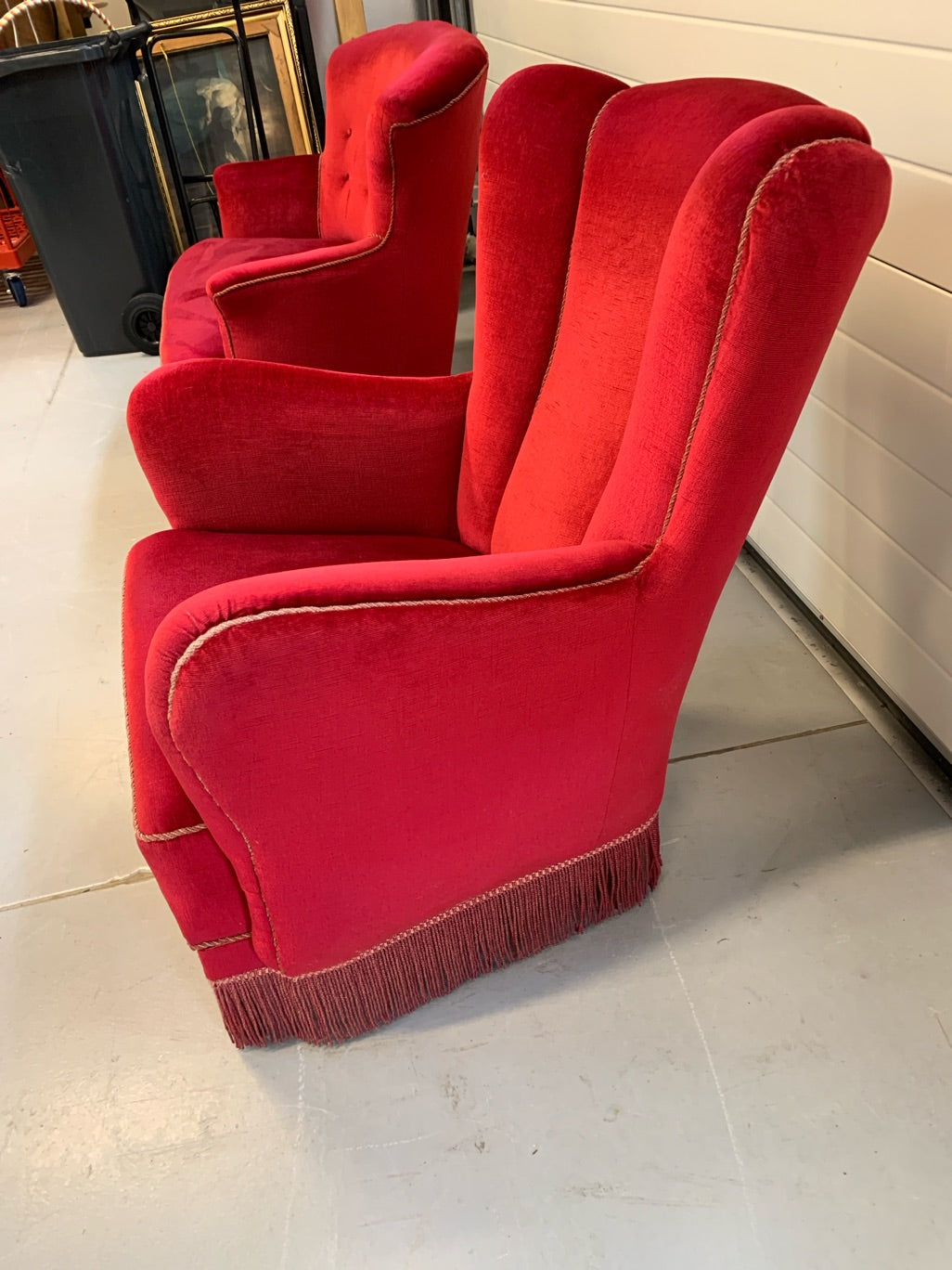 Sofa sæt, 2 dele i velour med gode detaljer