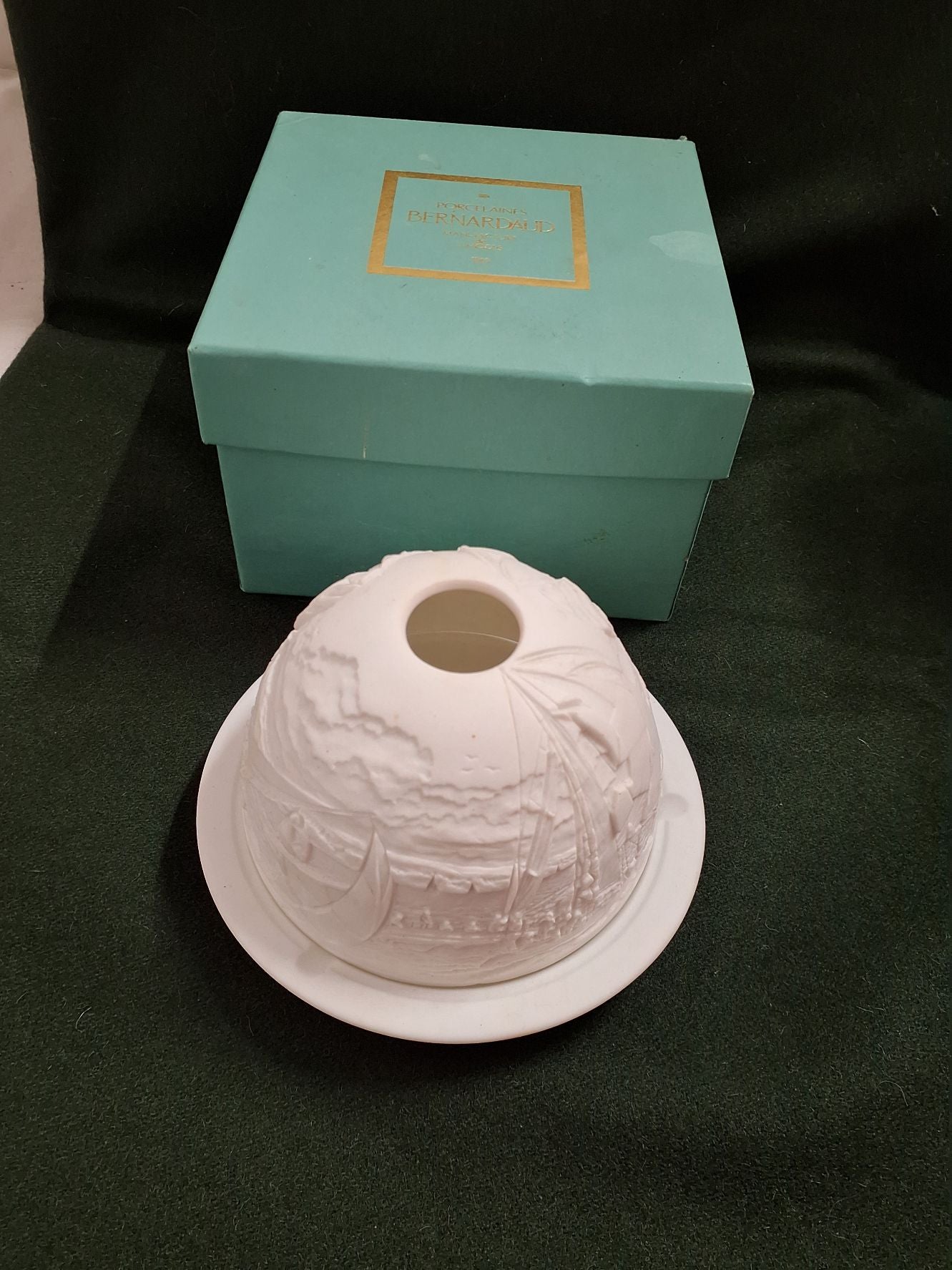 Fyrfadsstage, sejlskibe,  Limoges porcelæn