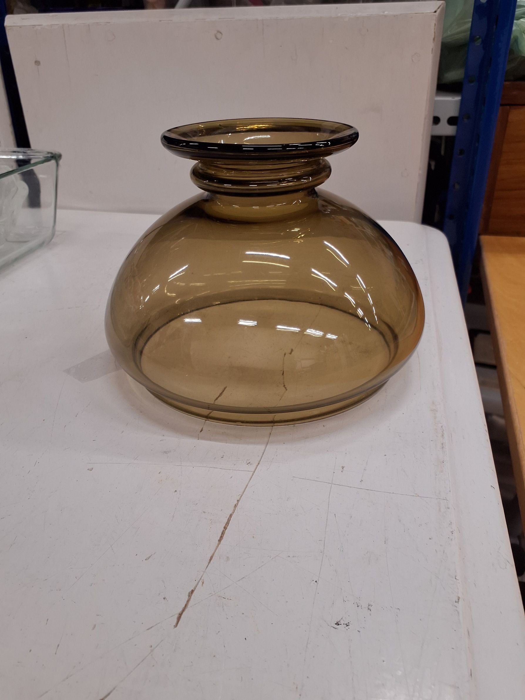 Vintage røgfarvet olielampeskærm – Ø153 mm