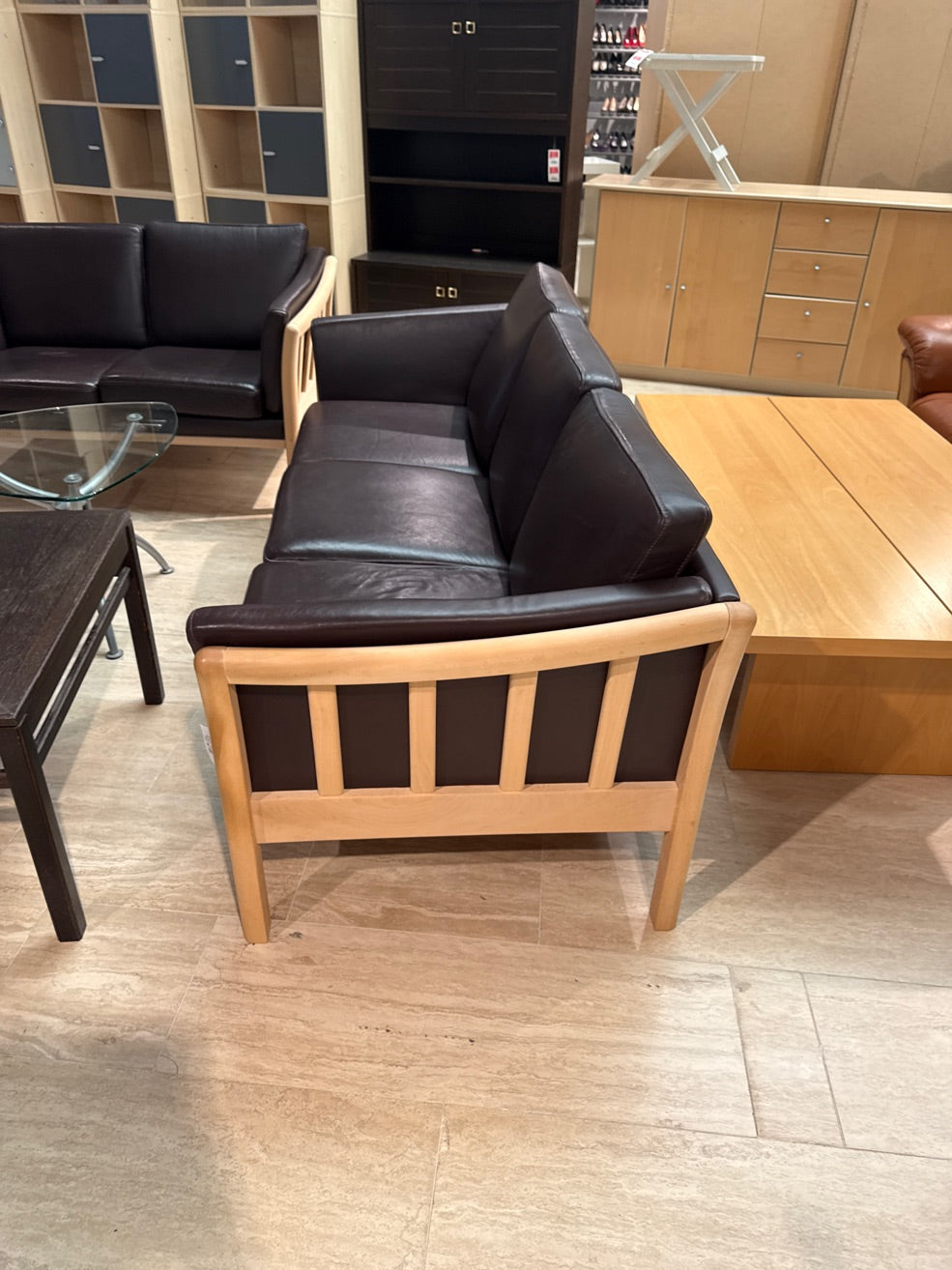 Lædersofa i brun 3 Pers.