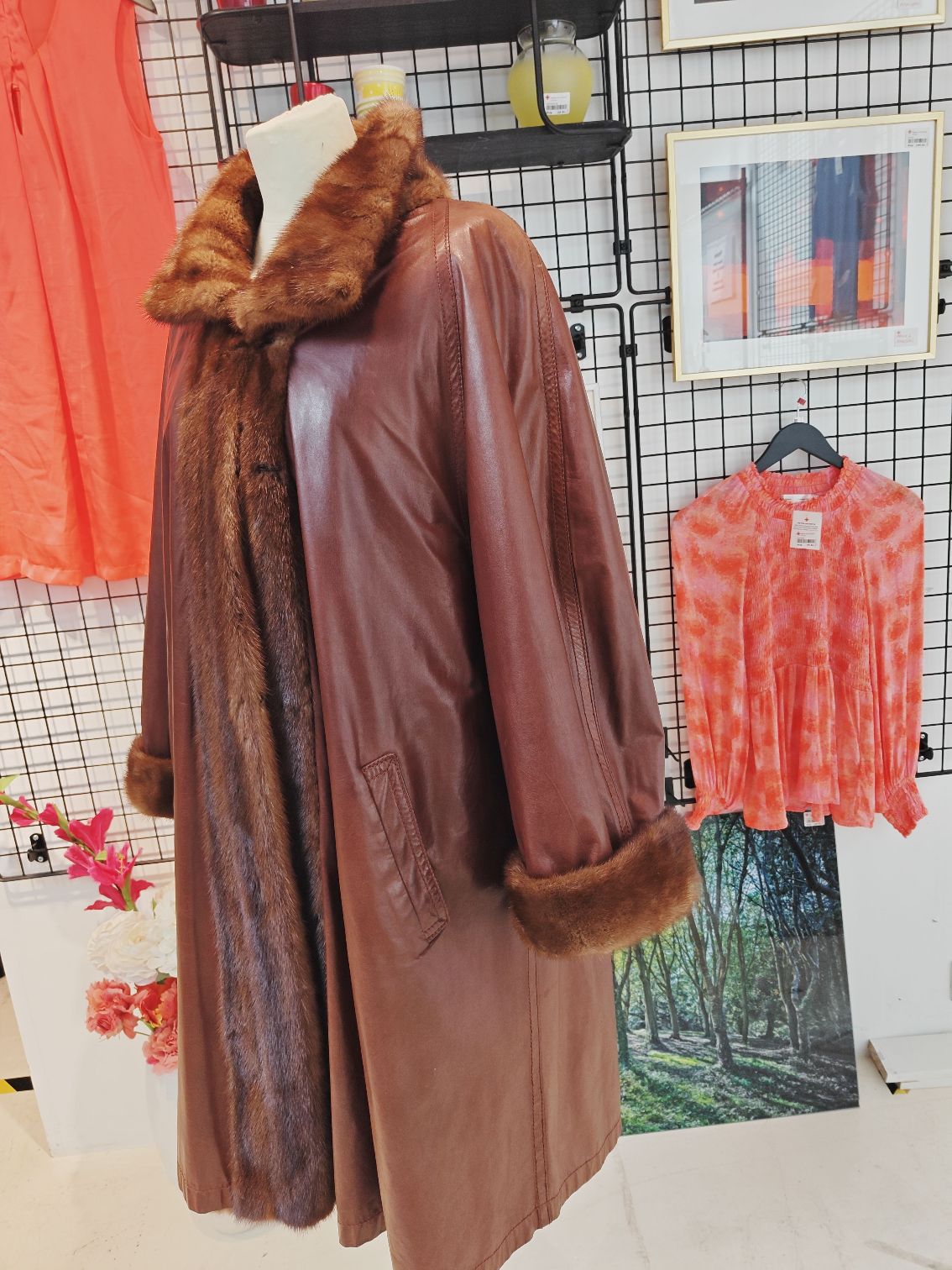 Ægte pels mink, vende frakke m. skindfoer
