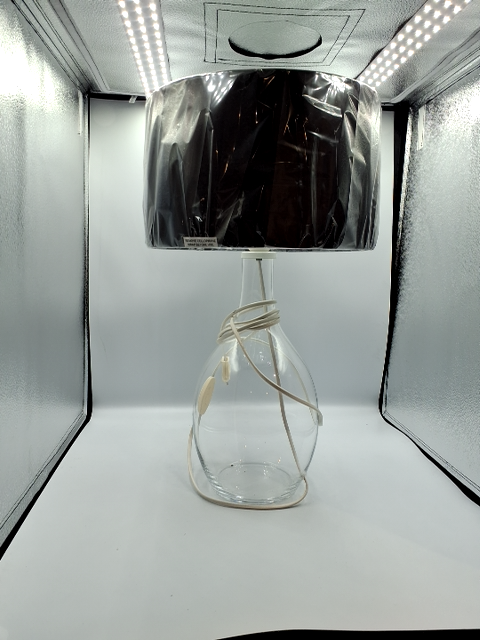 Glas bord lampe med sort skærm53