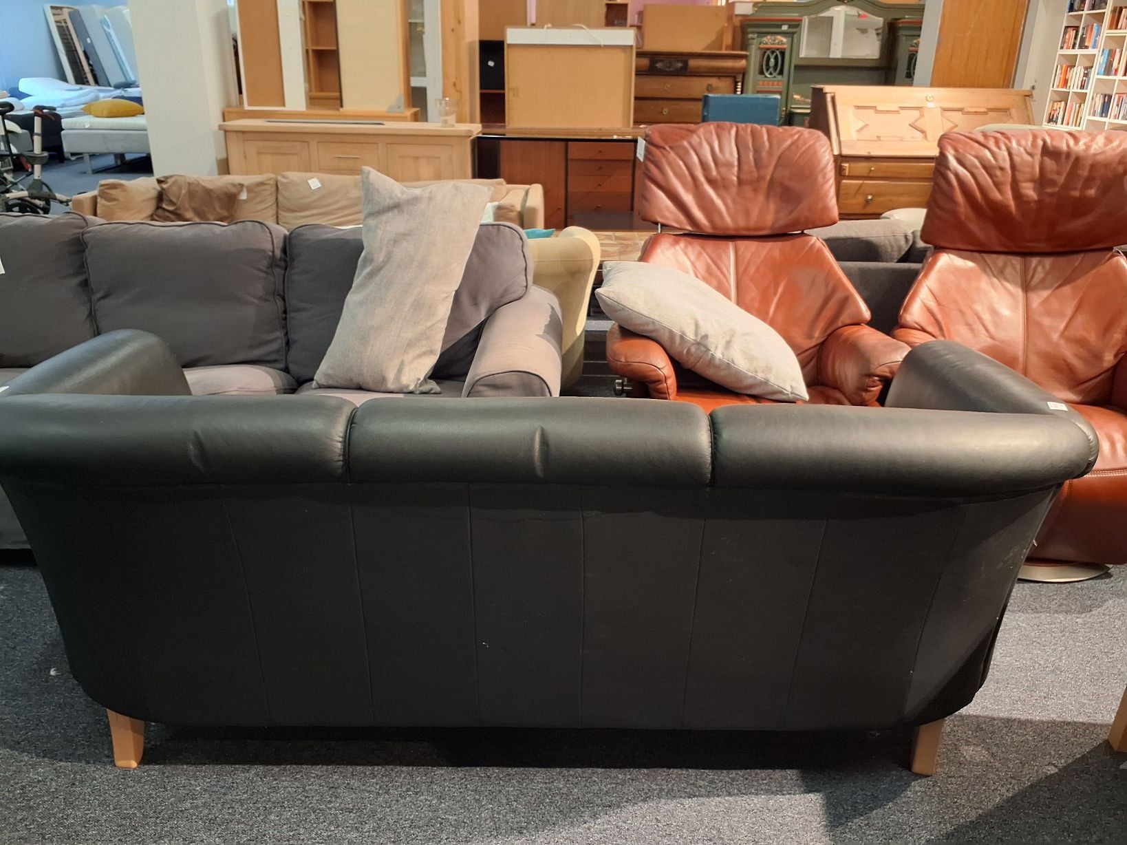 Sort lædersofa