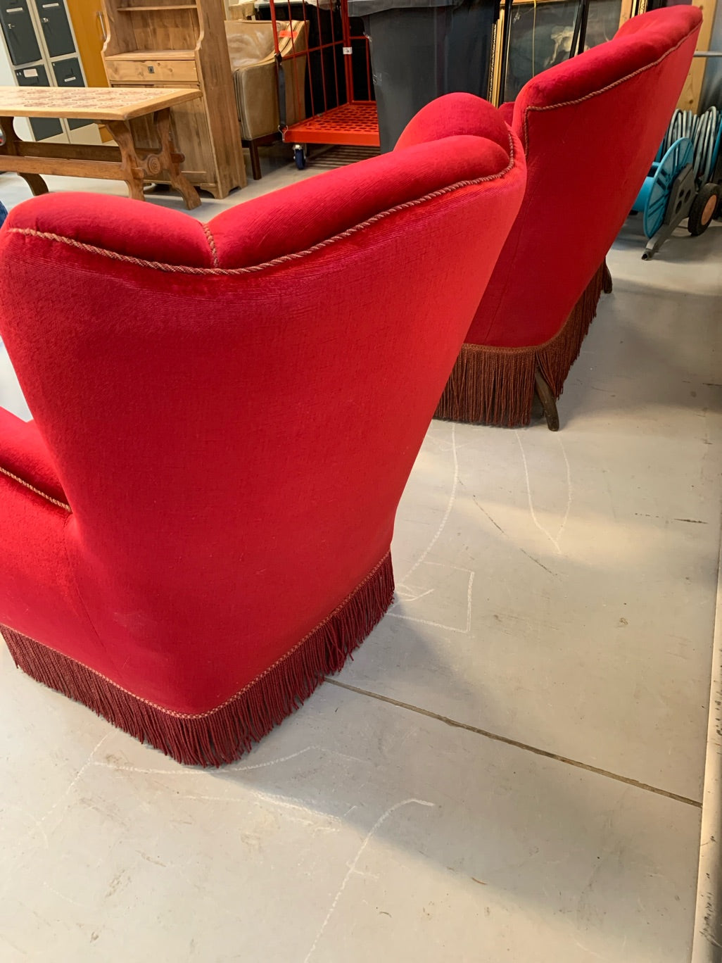 Sofa sæt, 2 dele i velour med gode detaljer
