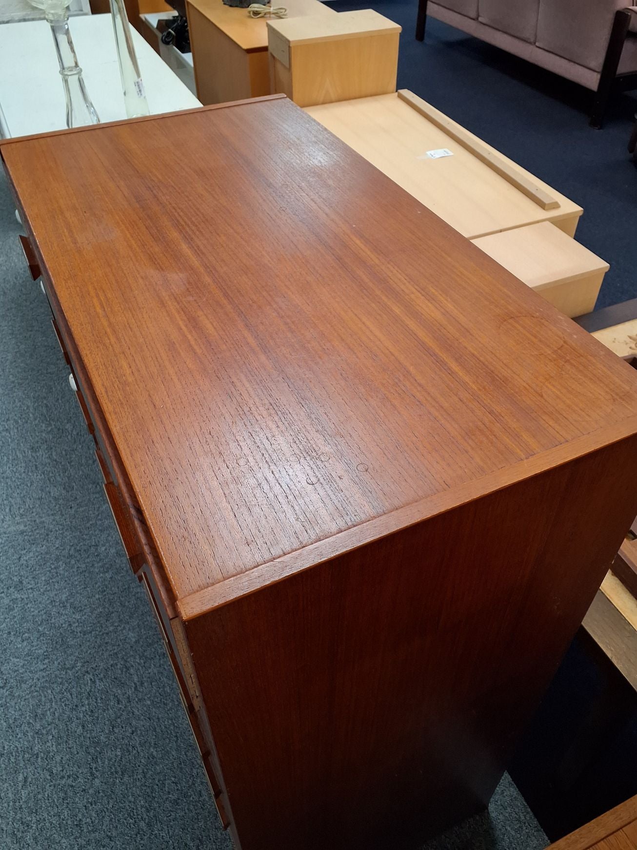 Teakkommode, 6 skuffer