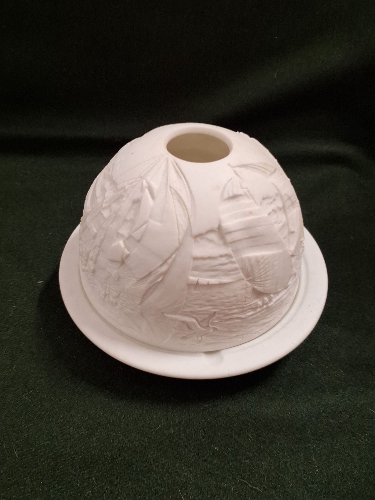 Fyrfadsstage, sejlskibe,  Limoges porcelæn