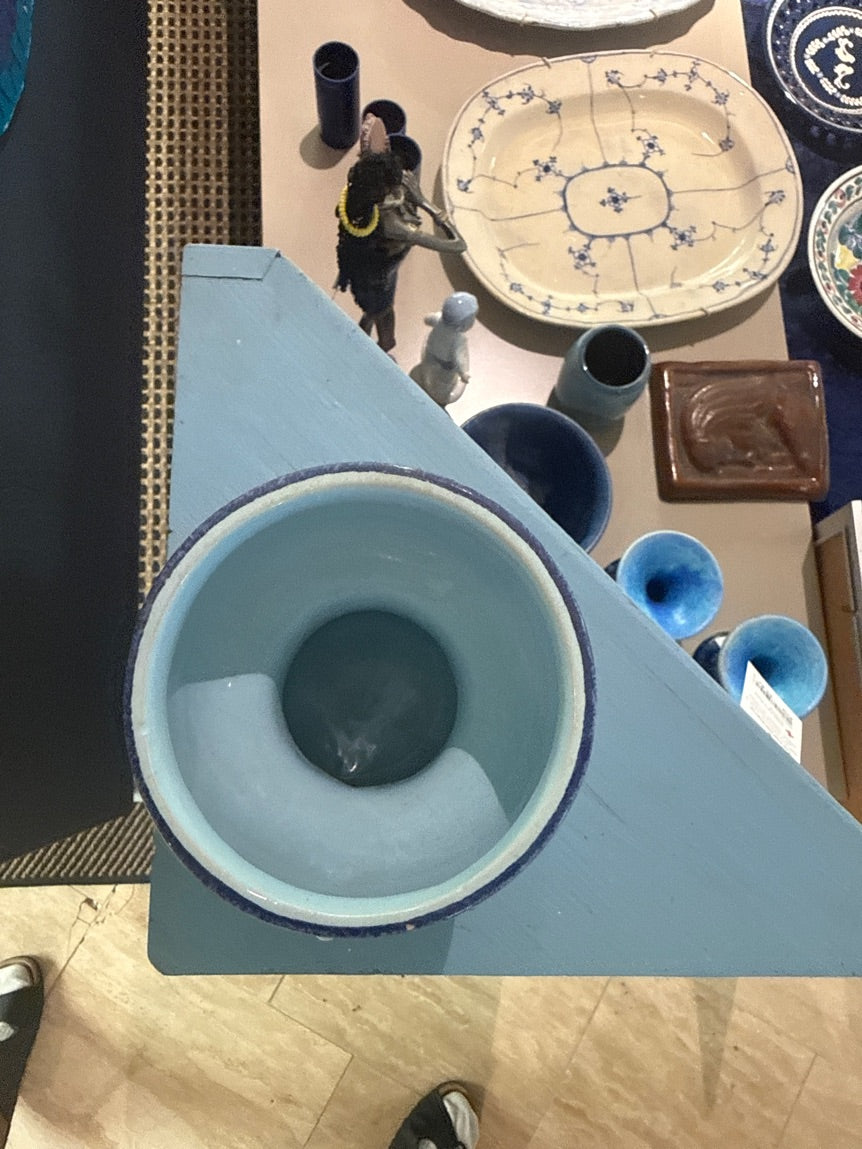 Vase blå m. Ansigt