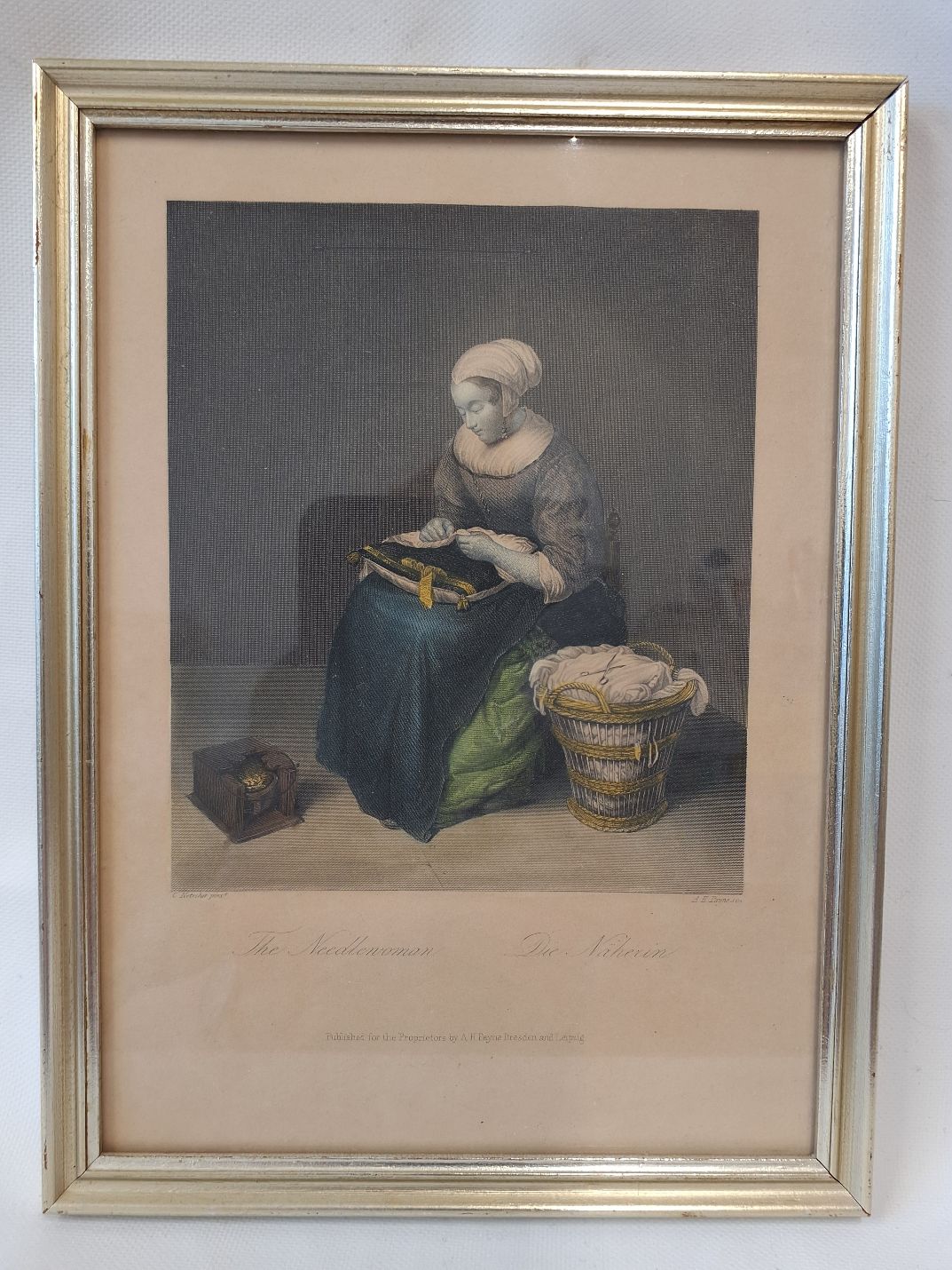 Ancienne litografi "Die Naekerin"