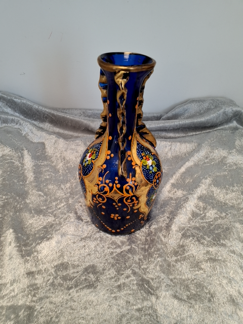 Bohemian glas vase, blå