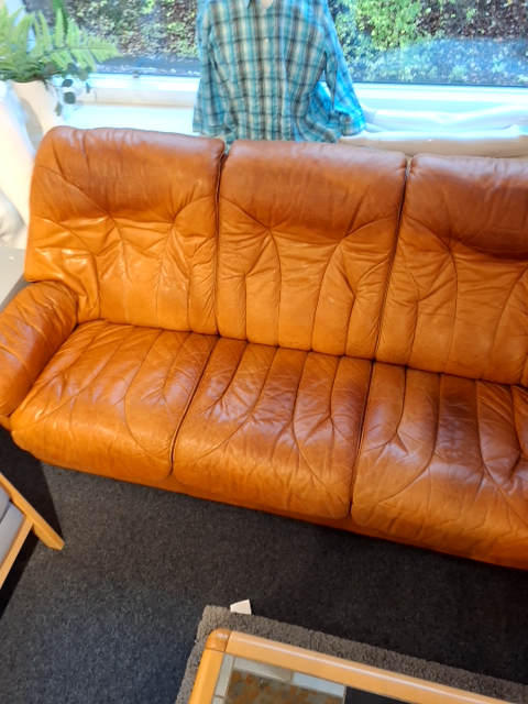 Brun lædersofa