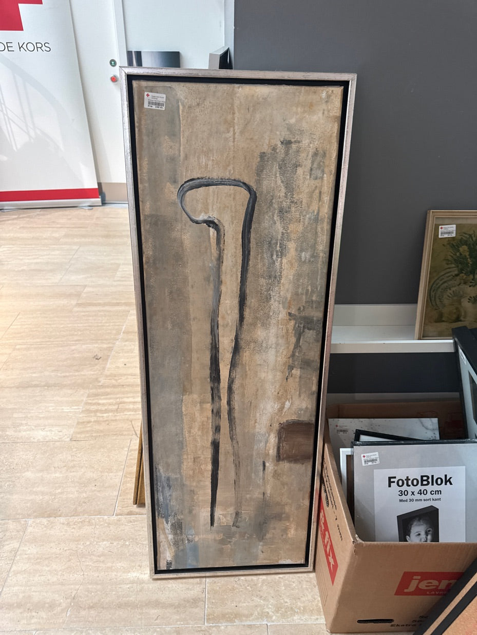 Maleri abstrakt sandfarvet