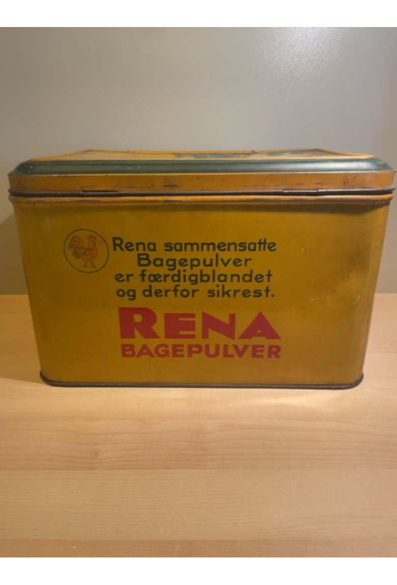 Gammel Rena Bagepulver metalæske