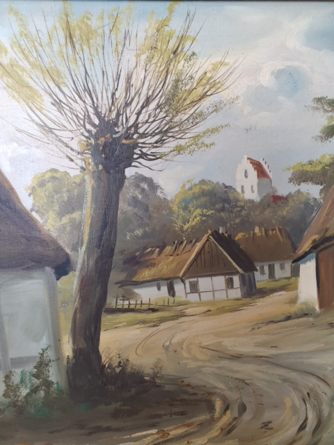Maleri: Gammel dansk landsby