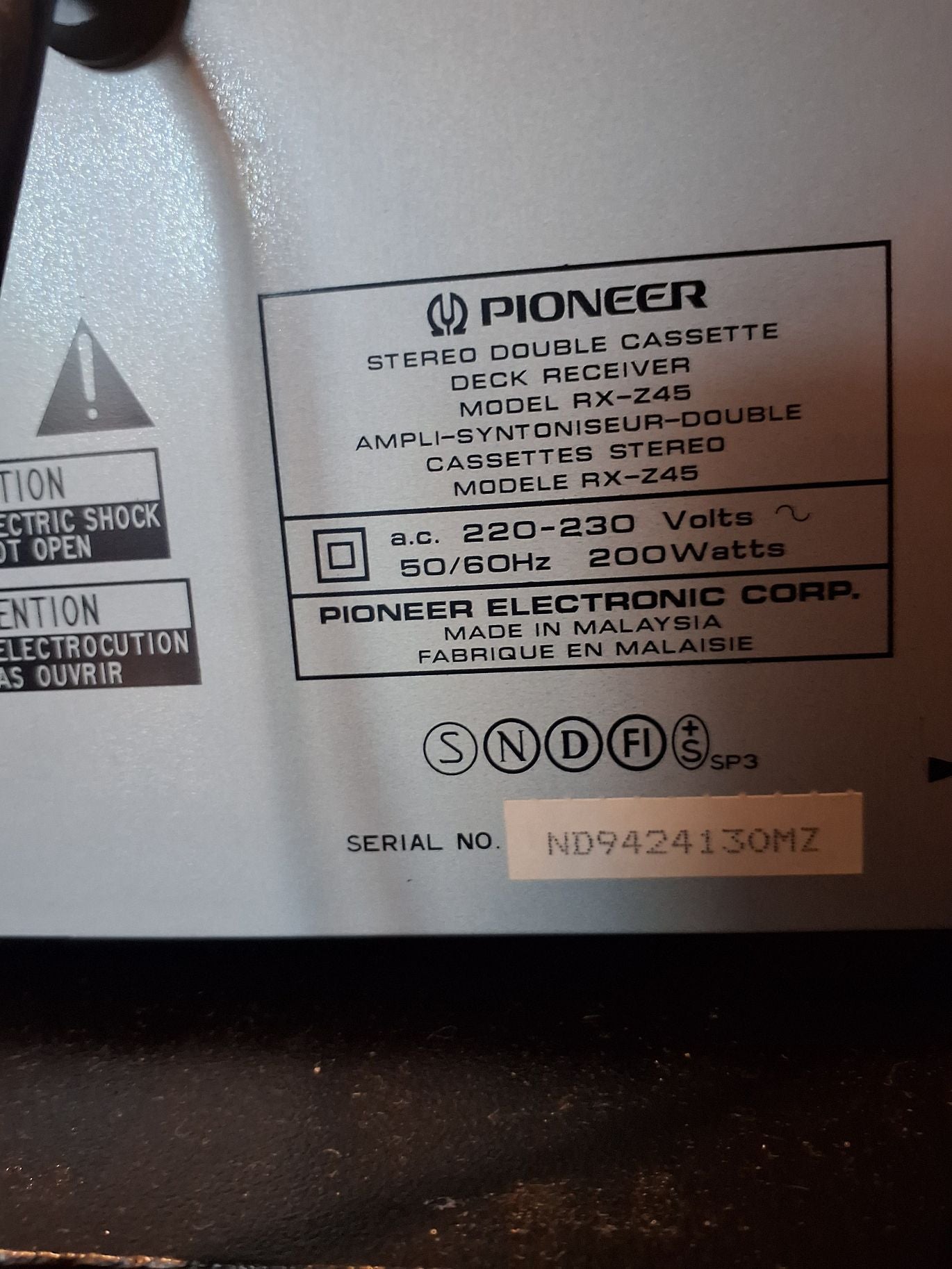 Pioner RX Z45 anlæg