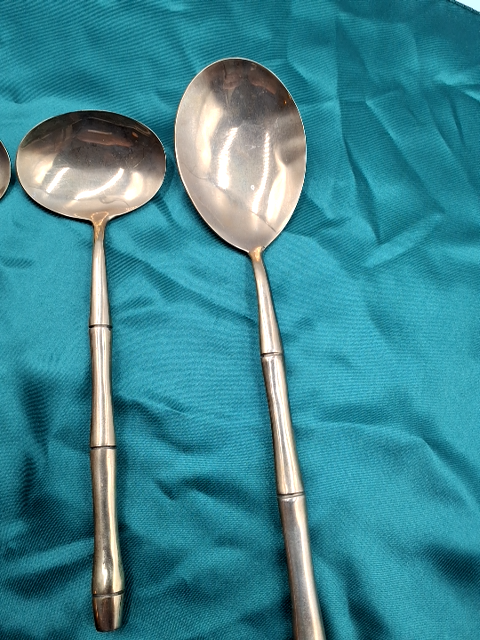 3 serveringssker Bambusrørmodel Bronze
