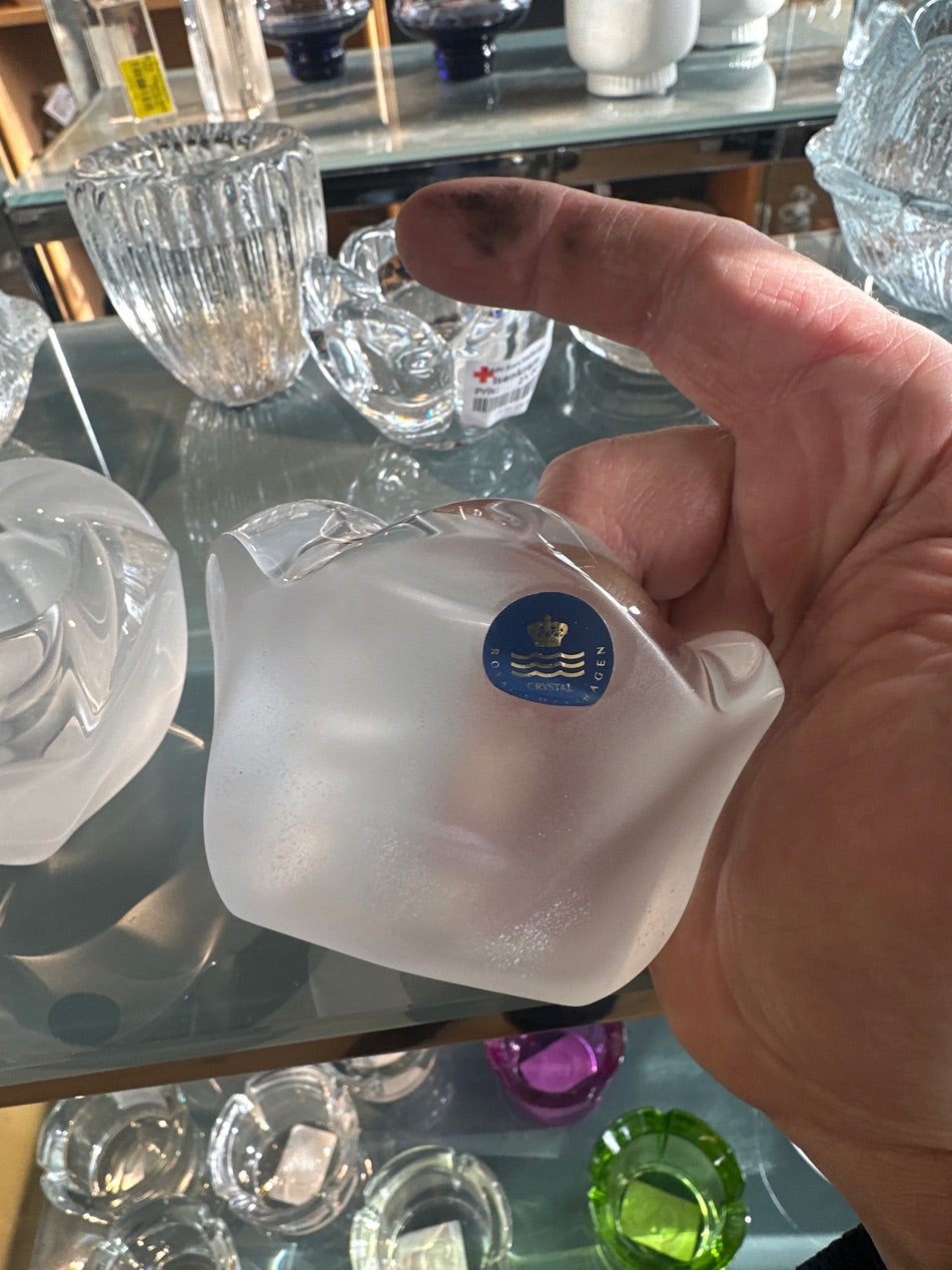 Late 20th Century Royal Copenhagen Frosted Crystal Votive Candle Holder