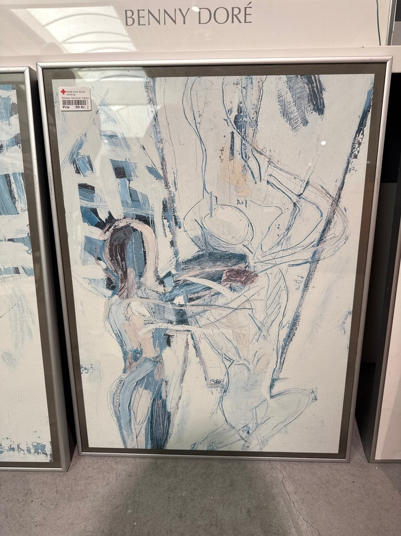 Maleri abstract i blå farver