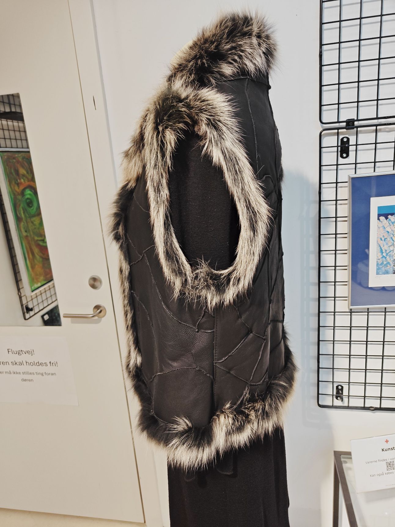 Vest, ægte skind og pels, evt. vendbar