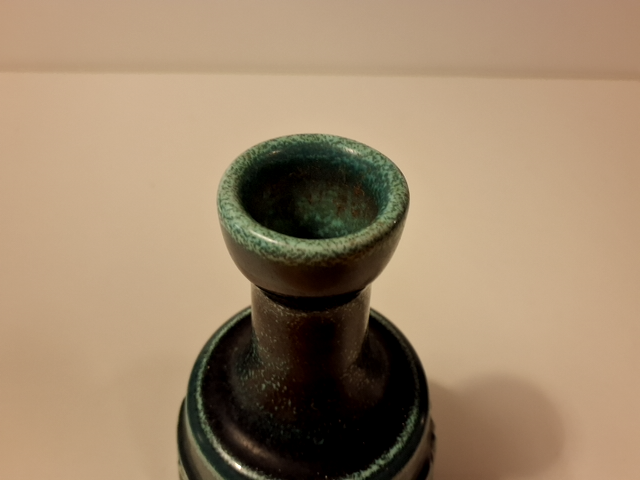 Vintage keramik vase grøn/blå glasur