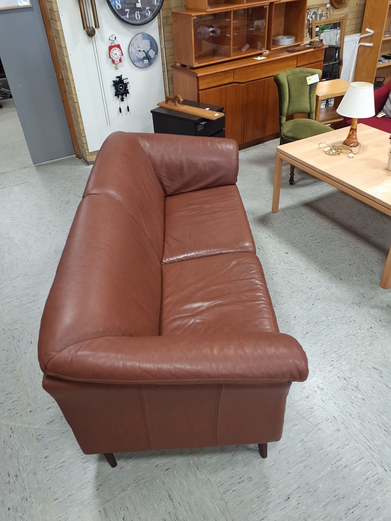 Cognacfarvet 3 ps sofa