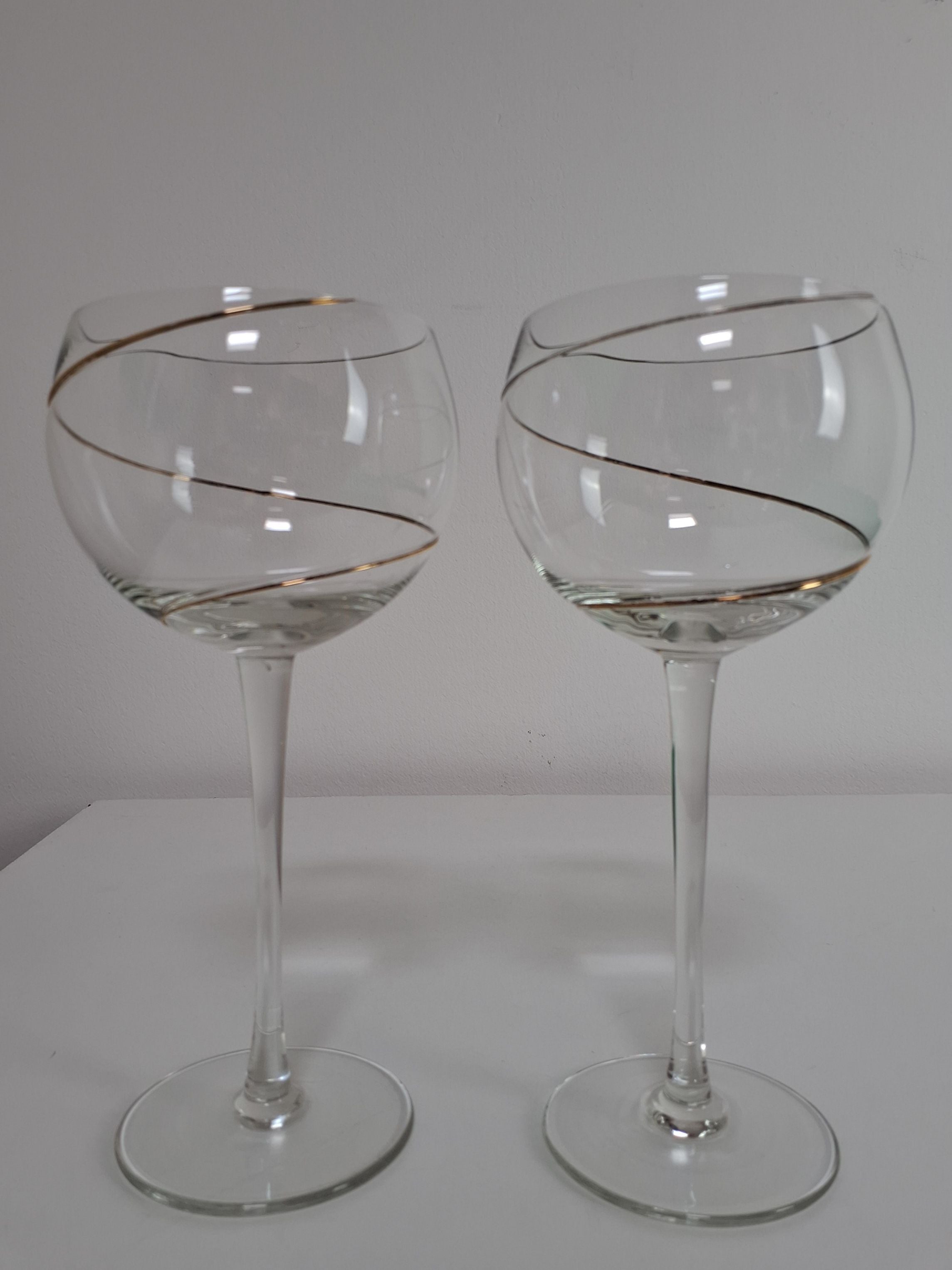 2 stk Bourgogne guld spiral vin glad