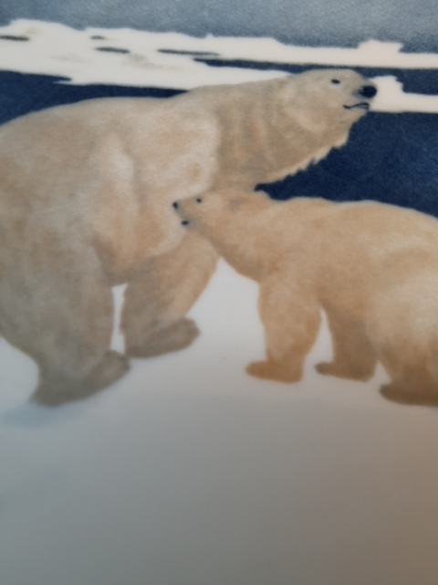Porsgrund porcelæn, platte med motiv af isbjørne