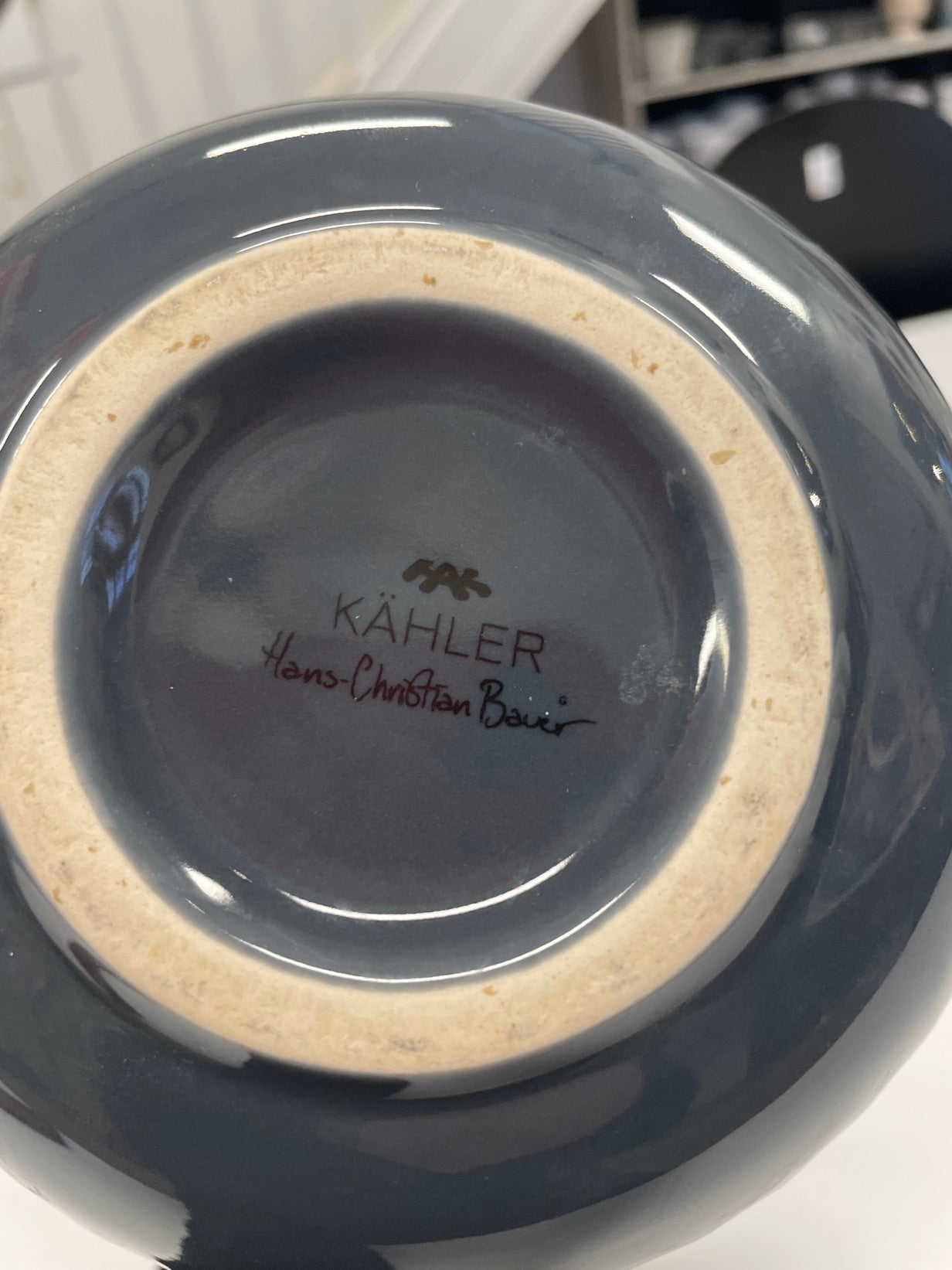 Kähler vase stor dueblå
