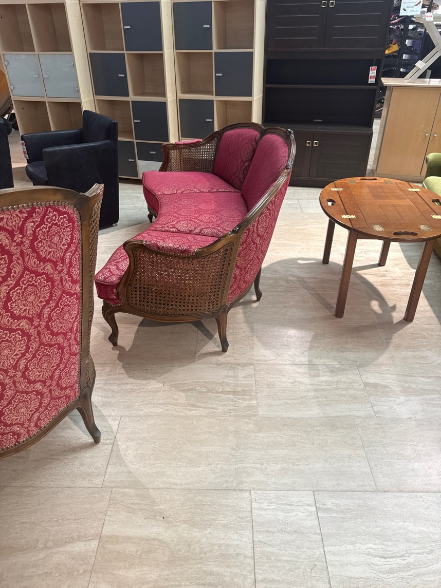 Sofa 3 Pers. M. Guld & rødt tryk