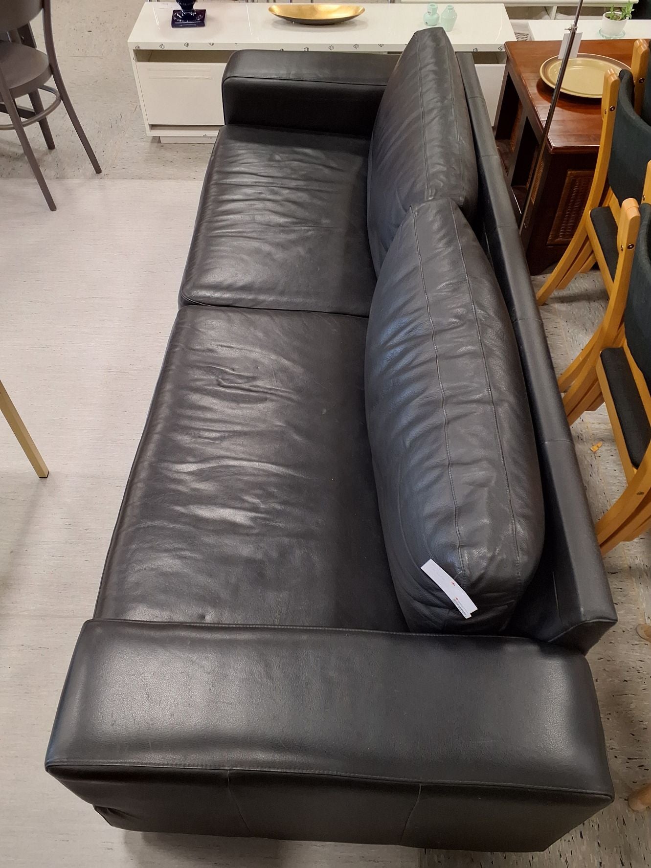 4-pers lædersofa sort