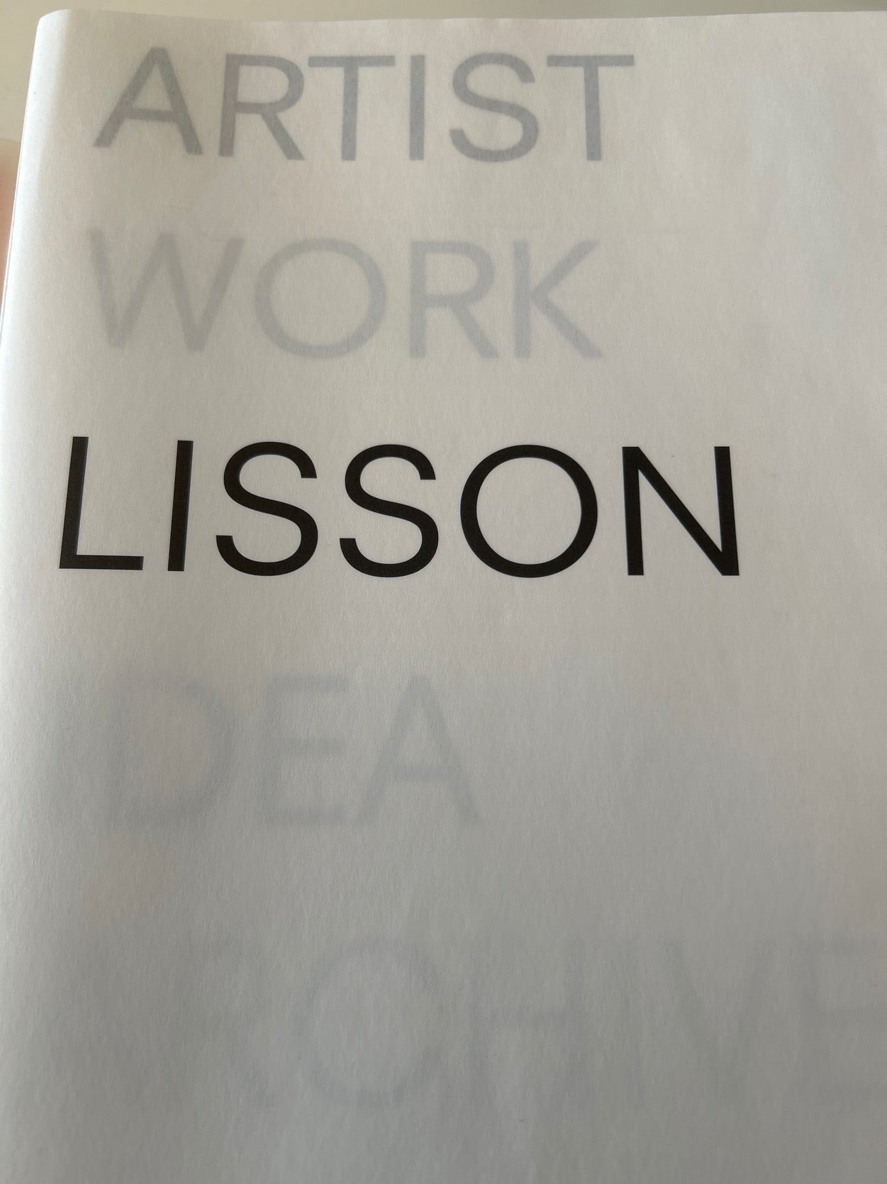 Artist Work Lisson Idea Archive Index