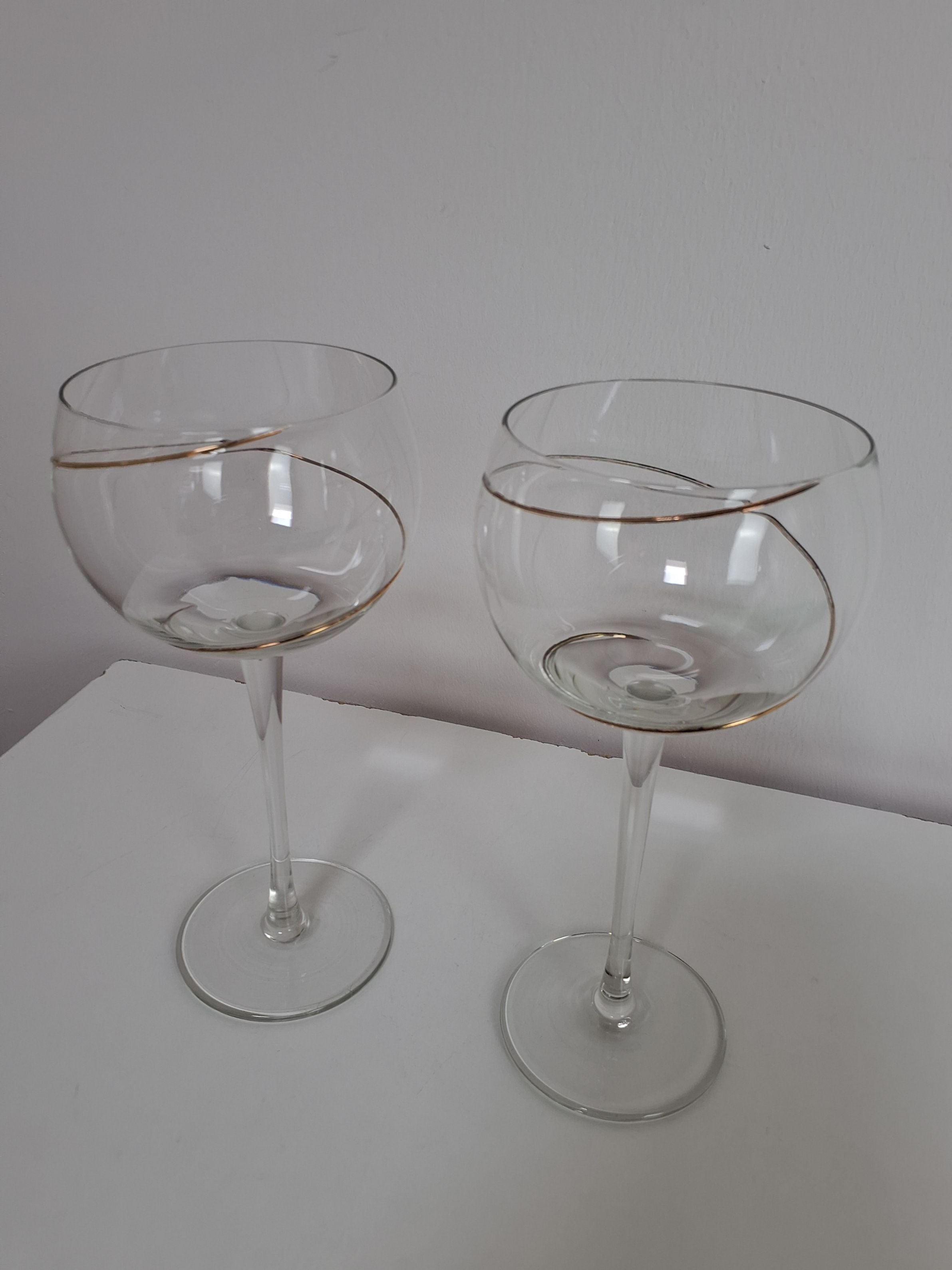 2 stk Bourgogne guld spiral vin glad