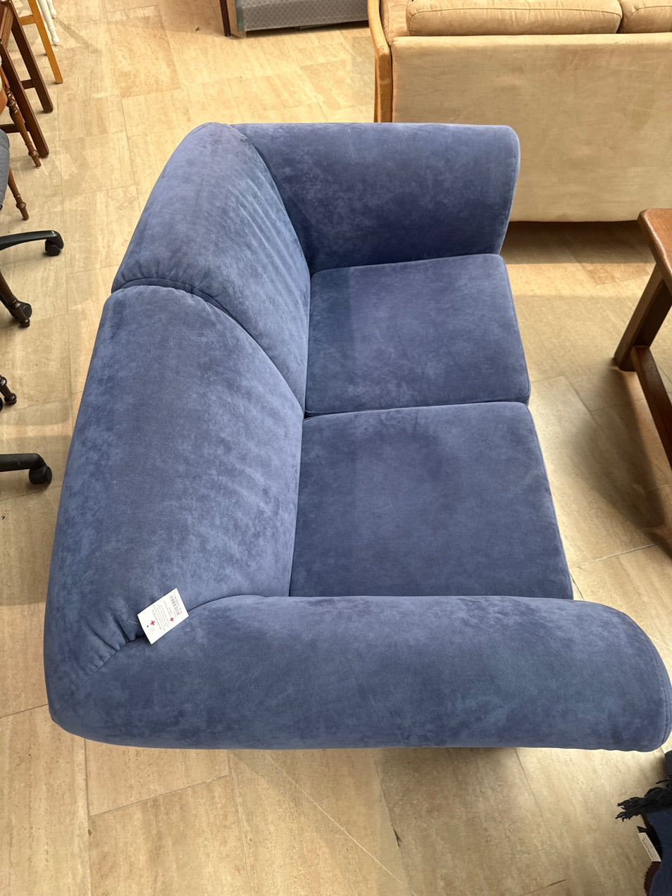 Sofa 2 Pers. I blå alcantara stof