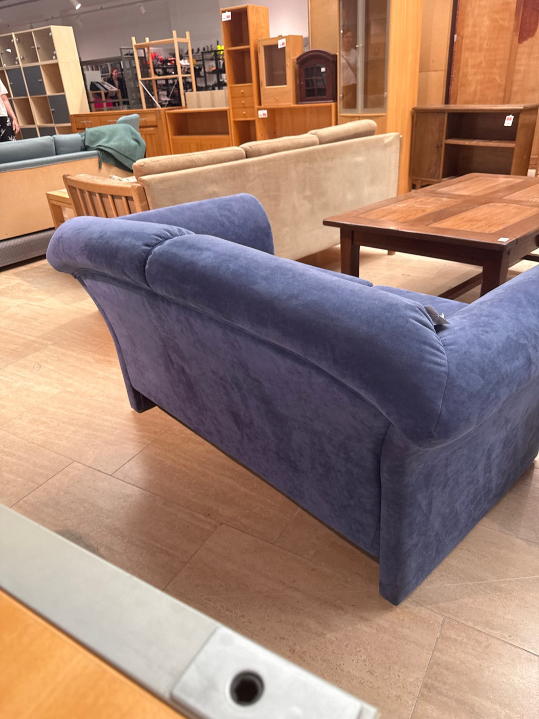 Sofa 2 Pers. I blå alcantara stof