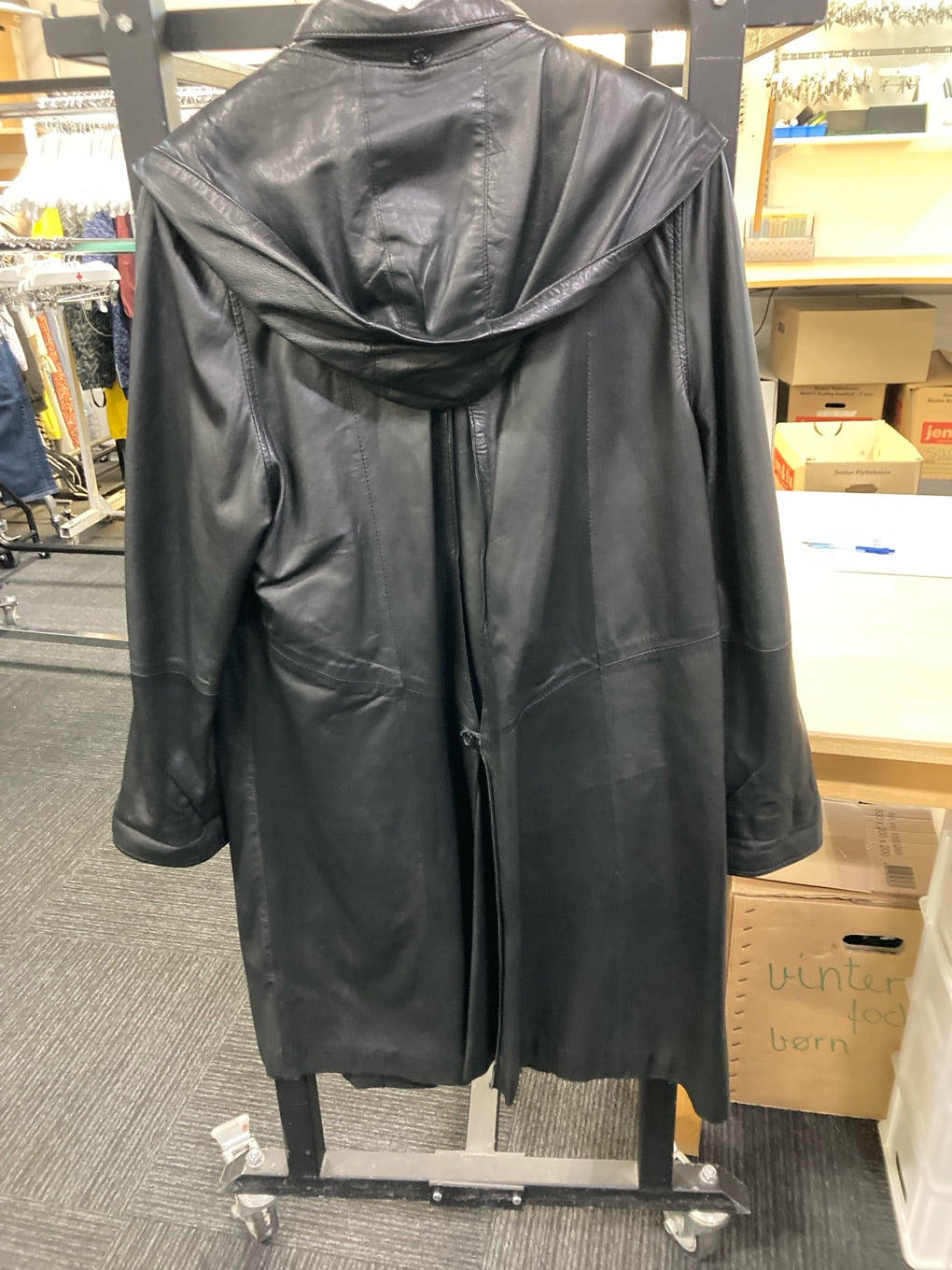 Broch Leather lang jakke