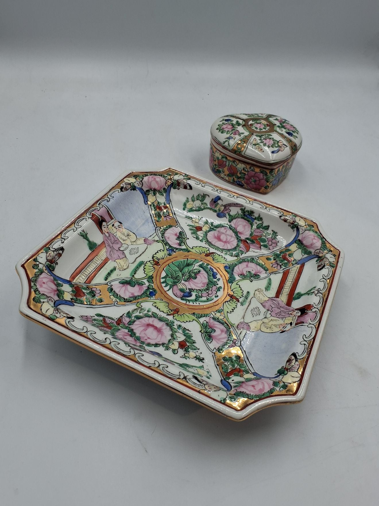 Rose medallion porcelain sæt, kinesisk antik
