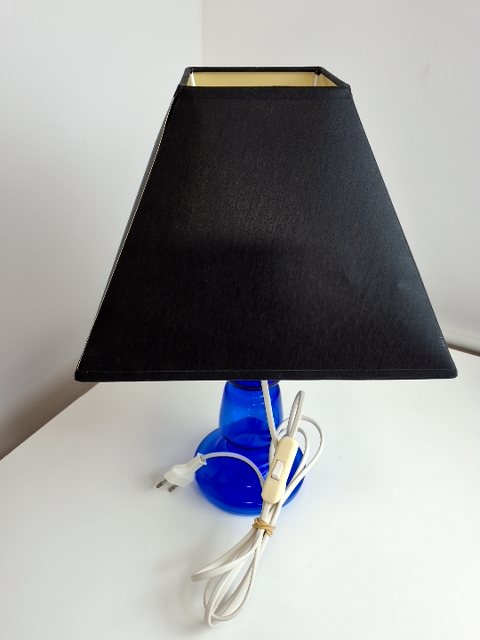 Blå lampe af glas