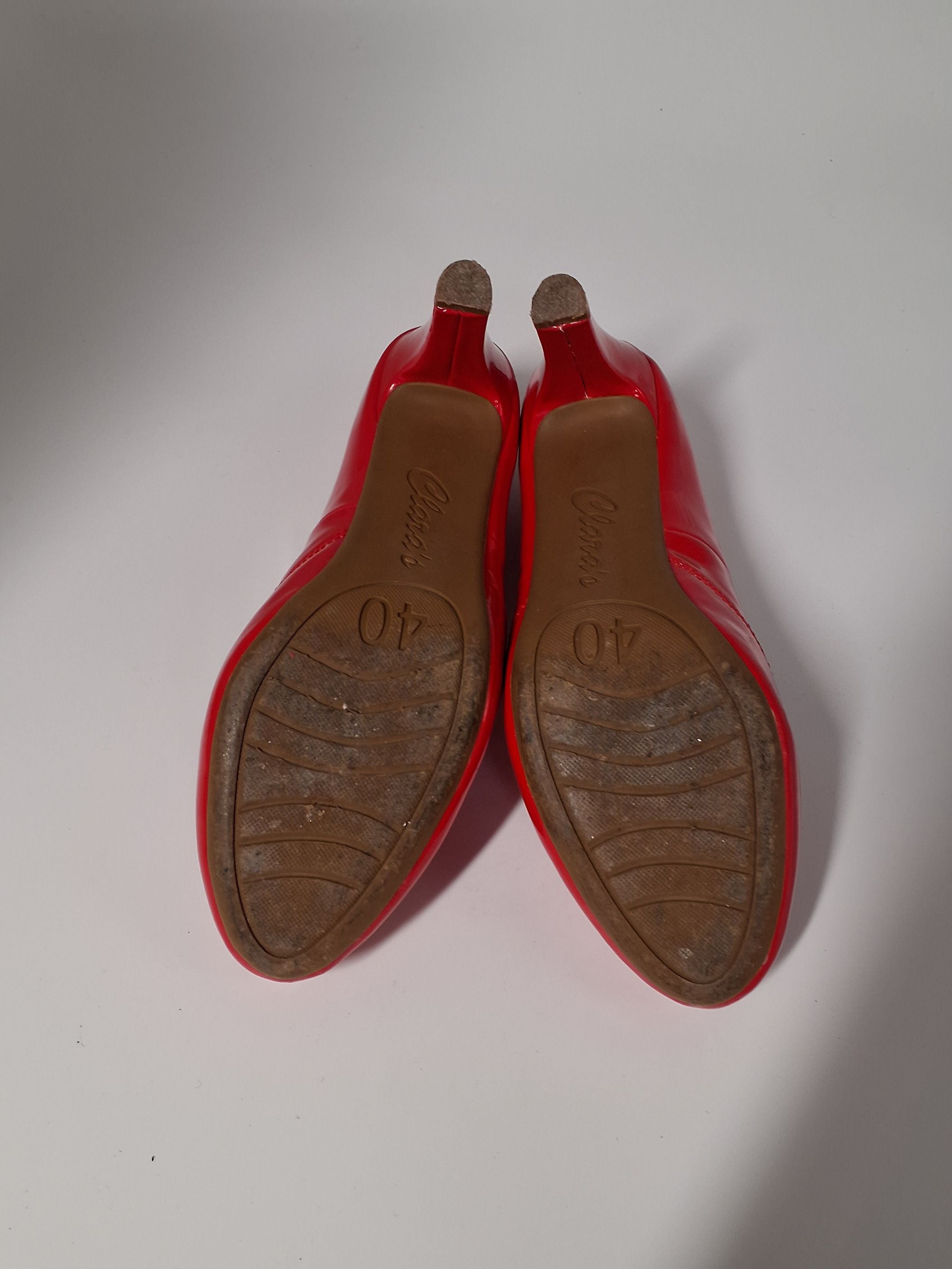 Røde halvhøje pumps