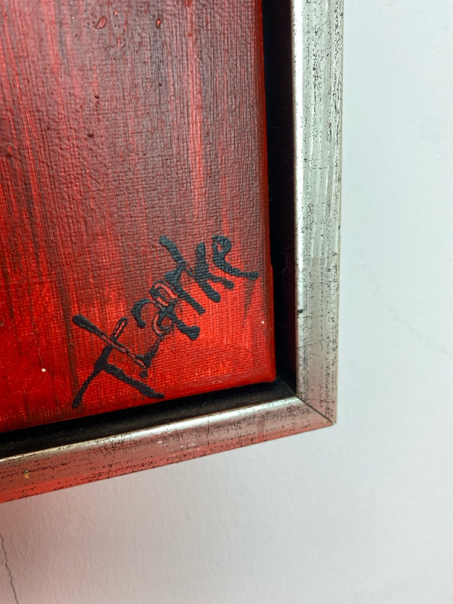 Maleri: Abstrakt Rød sort og grå