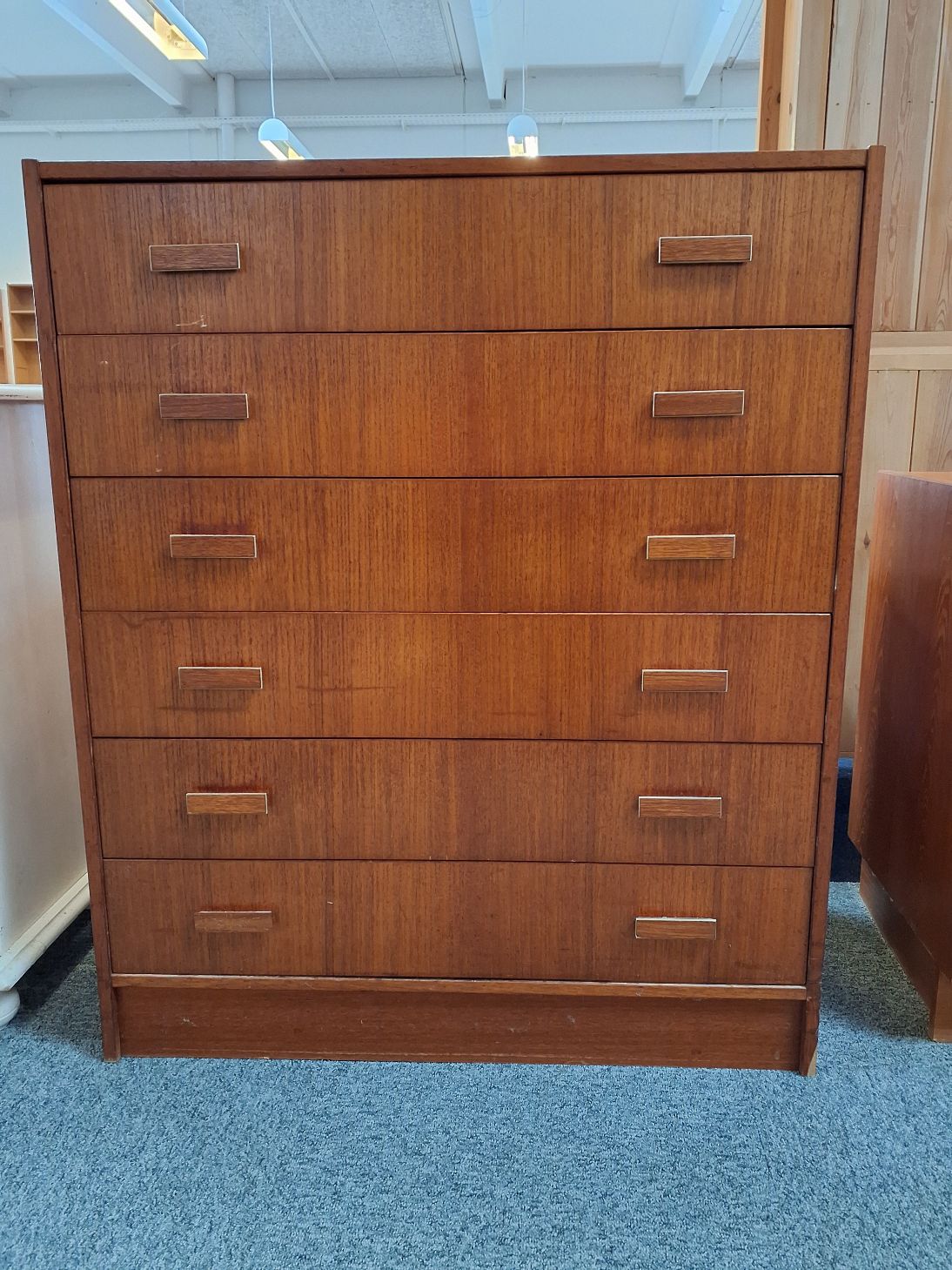 Teakkommode, 6 skuffer