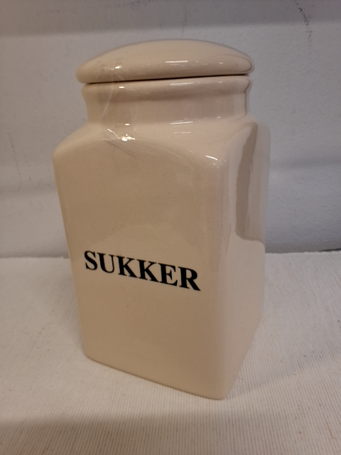 Sukker-krukke i porcelæn