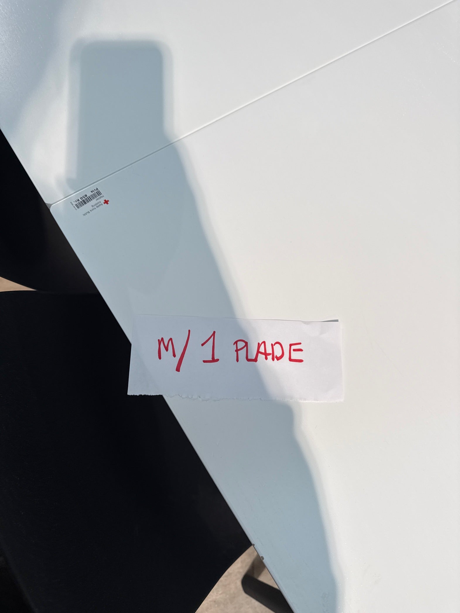 Spisebord hvid m. Plade