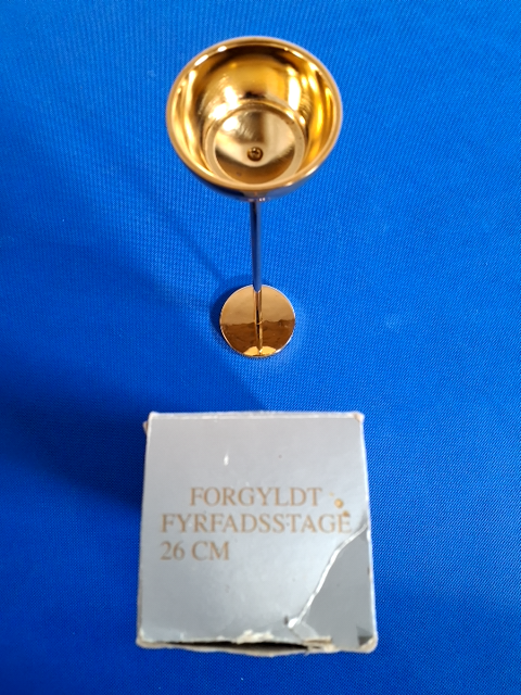 Fyrfadsstage 26 cm forgyldt
