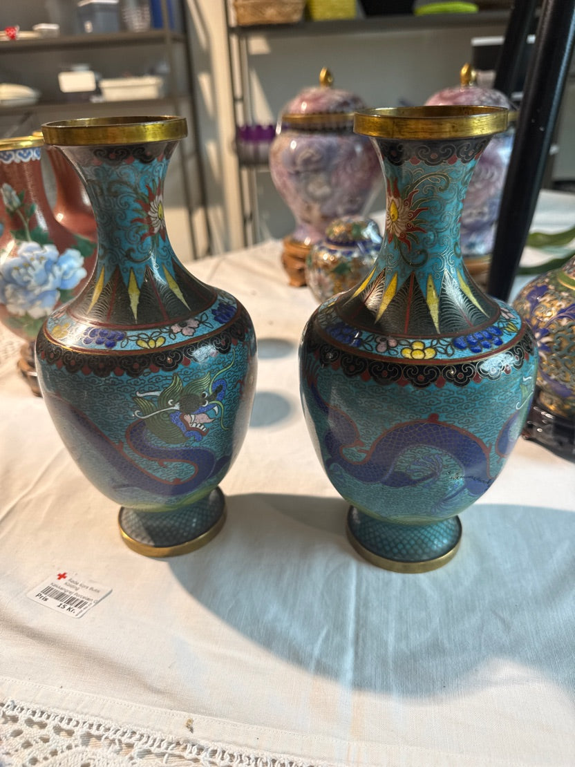 kinesisk cloisonné M. Drage