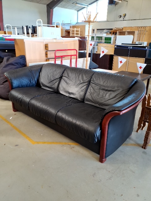 Sort læder sofa, ekornes